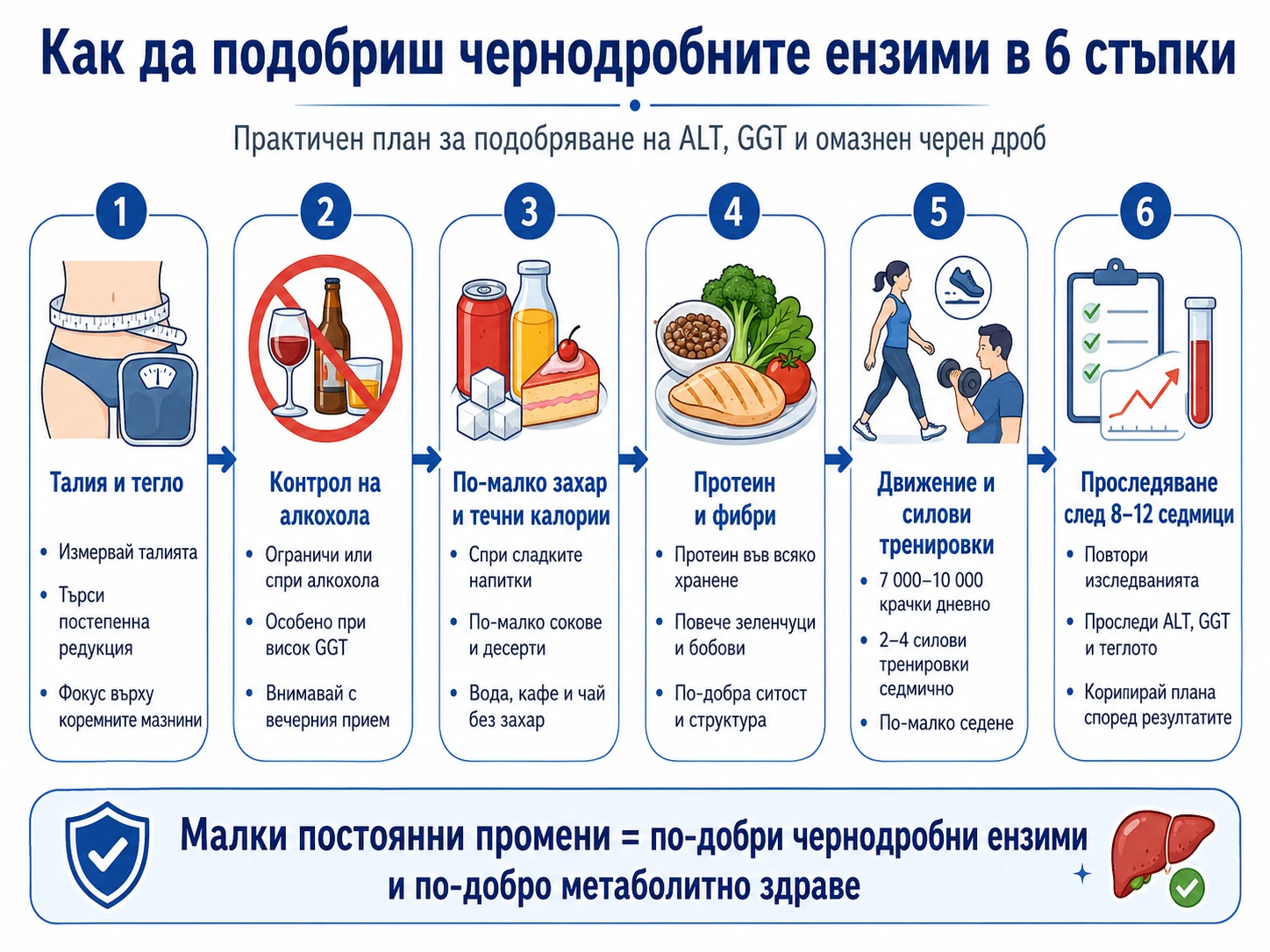 Диаграма позаваща стъпки за предотвратяване на омазнен черен дроб